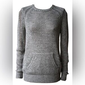 ATM Gray Open Weave Sweater Front Pockets